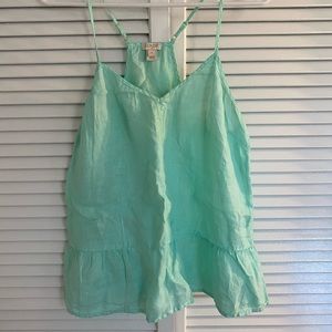 Linen Ruffe Cami Tank Top - Adjustable straps!